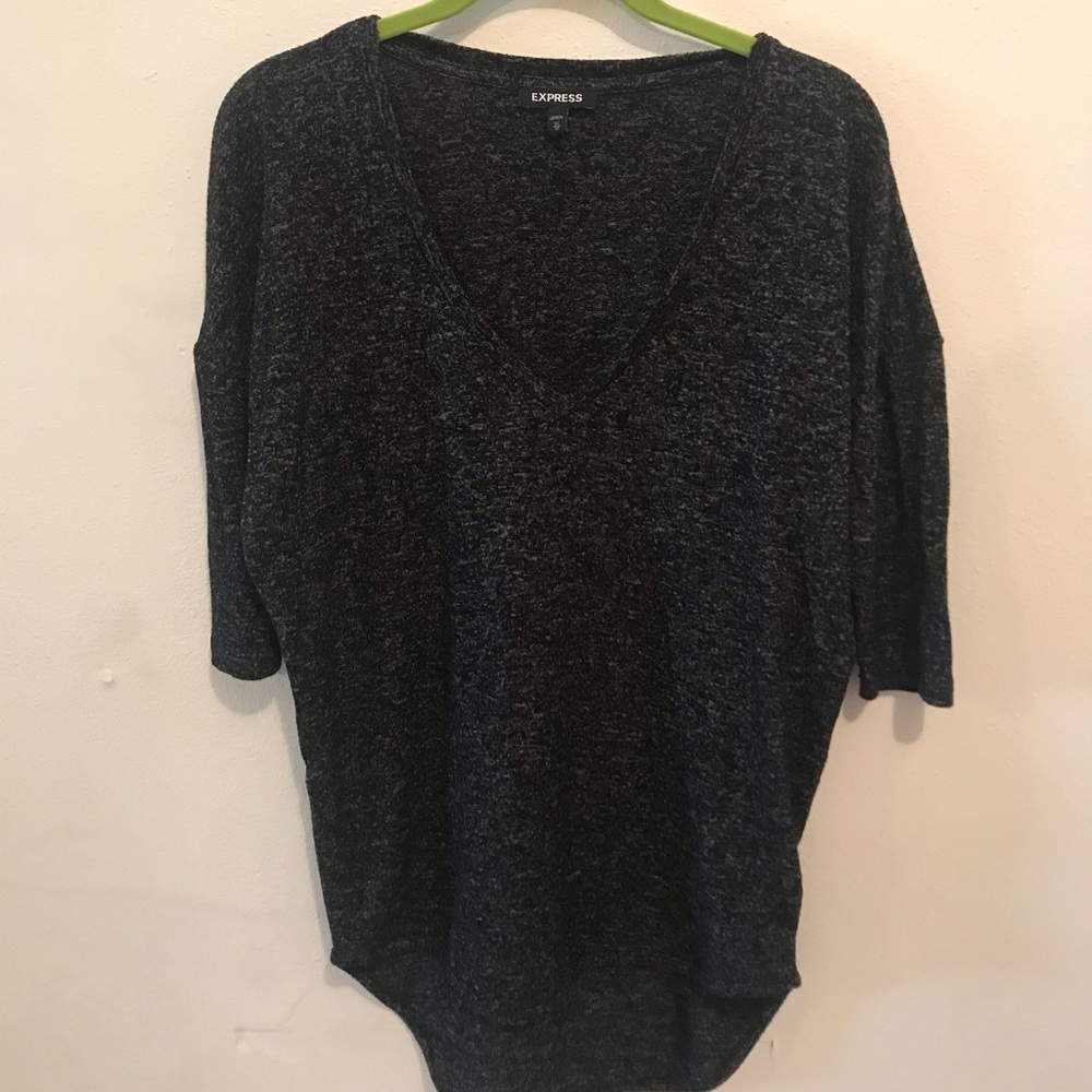 Express EXS marled white/ black dolman sweater